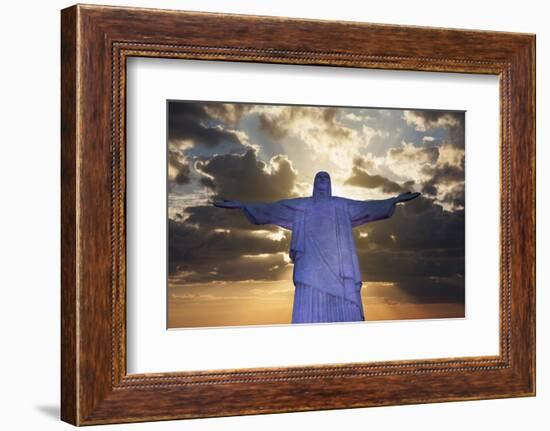 Statue of Christ the Redeemer at Sunset, Corcovado, Rio De Janeiro, Brazil, South America-Angelo-Framed Photographic Print