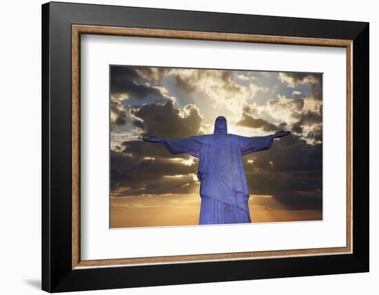 Statue of Christ the Redeemer at Sunset, Corcovado, Rio De Janeiro, Brazil, South America-Angelo-Framed Photographic Print