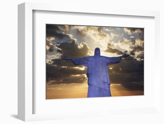 Statue of Christ the Redeemer at Sunset, Corcovado, Rio De Janeiro, Brazil, South America-Angelo-Framed Photographic Print