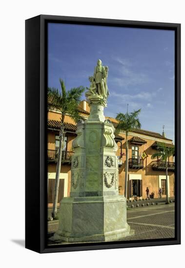 Statue of Christopher Columbus, Old City, Cartagena, Colombia-Jerry Ginsberg-Framed Premier Image Canvas