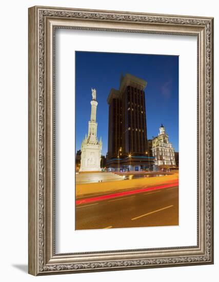 Statue of Columbus in Plaza De Colon at Night, Madrid, Spain, Europe-Martin Child-Framed Photographic Print