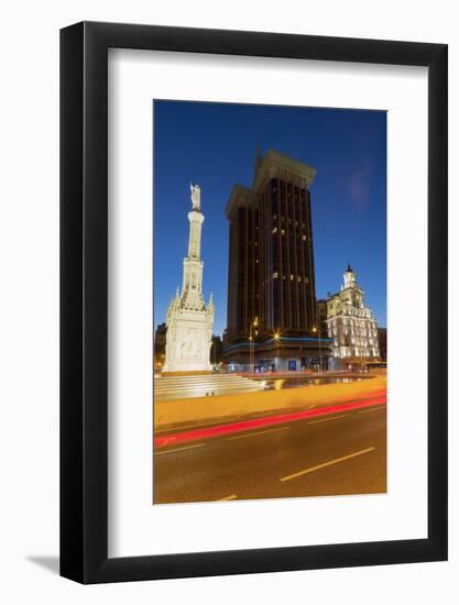 Statue of Columbus in Plaza De Colon at Night, Madrid, Spain, Europe-Martin Child-Framed Photographic Print