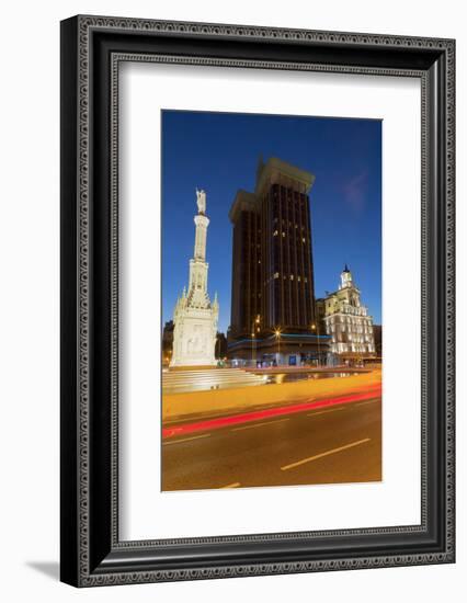 Statue of Columbus in Plaza De Colon at Night, Madrid, Spain, Europe-Martin Child-Framed Photographic Print