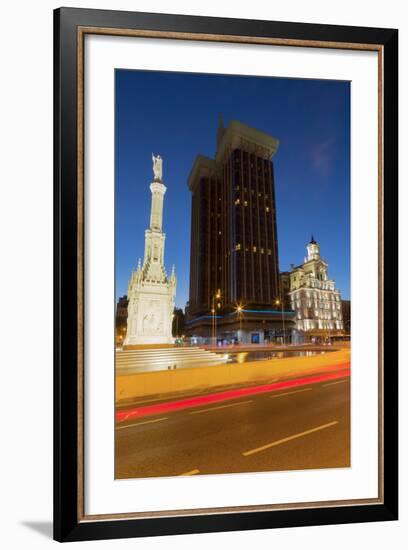 Statue of Columbus in Plaza De Colon at Night, Madrid, Spain, Europe-Martin Child-Framed Photographic Print