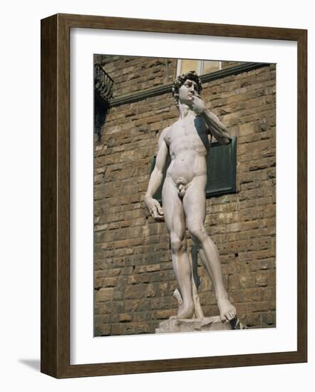 Statue of David by Michelangelo in the Piazza Della Signoria in Florence, Tuscany, Italy-Lightfoot Jeremy-Framed Photographic Print