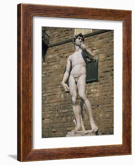 Statue of David by Michelangelo in the Piazza Della Signoria in Florence, Tuscany, Italy-Lightfoot Jeremy-Framed Photographic Print