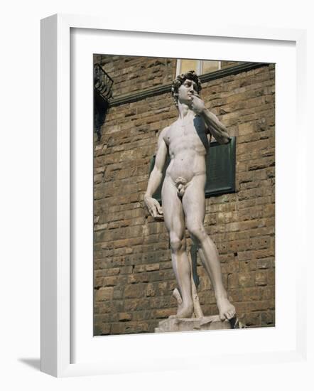 Statue of David by Michelangelo in the Piazza Della Signoria in Florence, Tuscany, Italy-Lightfoot Jeremy-Framed Photographic Print