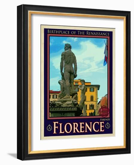 Statue of David, Piazza Della Signoria, Florence Italy 3-Anna Siena-Framed Giclee Print