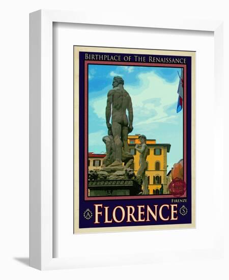 Statue of David, Piazza Della Signoria, Florence Italy 3-Anna Siena-Framed Giclee Print