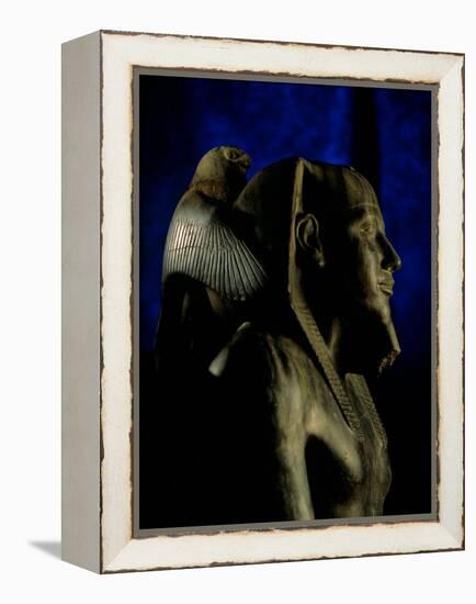 Statue of Diorite, Pharaoh Khafre with Falcon God Horus, Egyptian Museum, Cairo, Egypt-Kenneth Garrett-Framed Premier Image Canvas