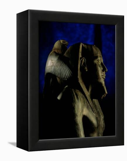 Statue of Diorite, Pharaoh Khafre with Falcon God Horus, Egyptian Museum, Cairo, Egypt-Kenneth Garrett-Framed Premier Image Canvas