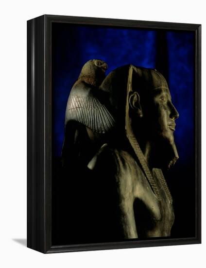 Statue of Diorite, Pharaoh Khafre with Falcon God Horus, Egyptian Museum, Cairo, Egypt-Kenneth Garrett-Framed Premier Image Canvas