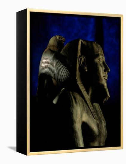 Statue of Diorite, Pharaoh Khafre with Falcon God Horus, Egyptian Museum, Cairo, Egypt-Kenneth Garrett-Framed Premier Image Canvas