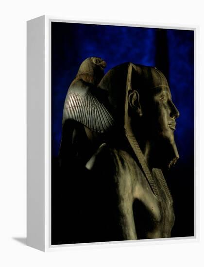 Statue of Diorite, Pharaoh Khafre with Falcon God Horus, Egyptian Museum, Cairo, Egypt-Kenneth Garrett-Framed Premier Image Canvas