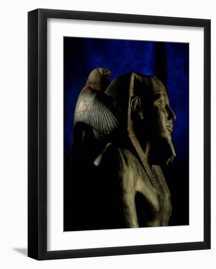 Statue of Diorite, Pharaoh Khafre with Falcon God Horus, Egyptian Museum, Cairo, Egypt-Kenneth Garrett-Framed Photographic Print