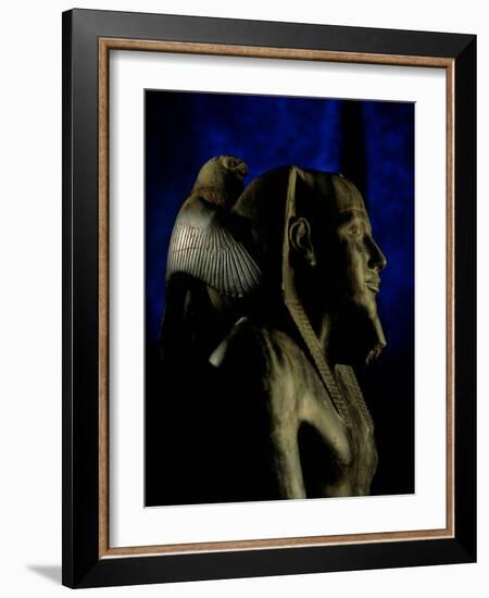 Statue of Diorite, Pharaoh Khafre with Falcon God Horus, Egyptian Museum, Cairo, Egypt-Kenneth Garrett-Framed Photographic Print