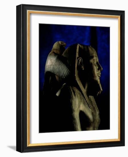 Statue of Diorite, Pharaoh Khafre with Falcon God Horus, Egyptian Museum, Cairo, Egypt-Kenneth Garrett-Framed Photographic Print