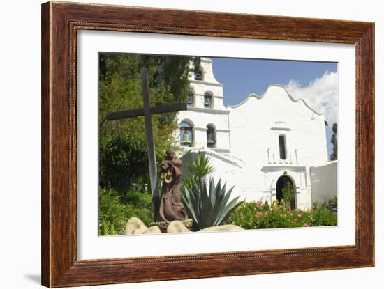 Statue of Father Junipero Serra in Front of San Diego Mission, First of the Spanish Missions in CA-null-Framed Photographic Print