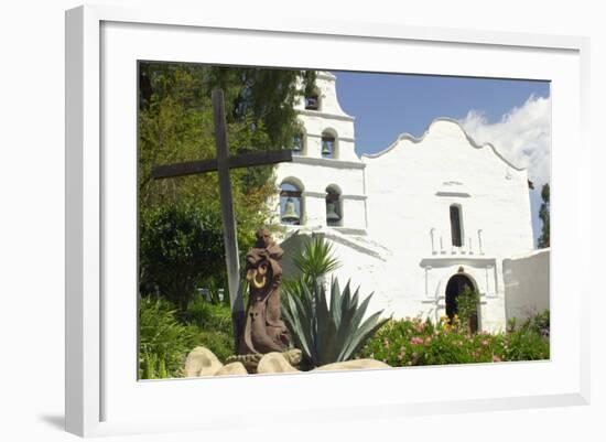 Statue of Father Junipero Serra in Front of San Diego Mission, First of the Spanish Missions in CA-null-Framed Photographic Print