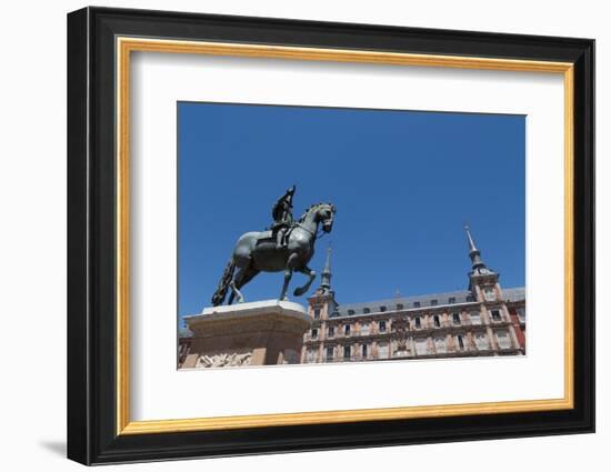 Statue of Felipe Iii and the Painted Casa De La Panaderia in the Plaza Mayor in Madrid, Spain-Martin Child-Framed Photographic Print