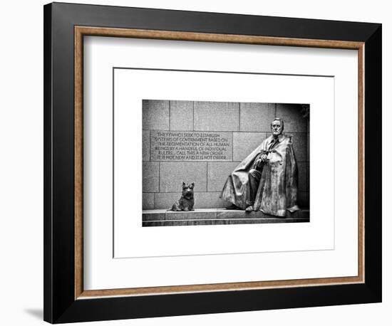 Statue of Franklin Roosevelt with His Dog, Memorial Franklin Delano Roosevelt, Washington D.C-Philippe Hugonnard-Framed Art Print