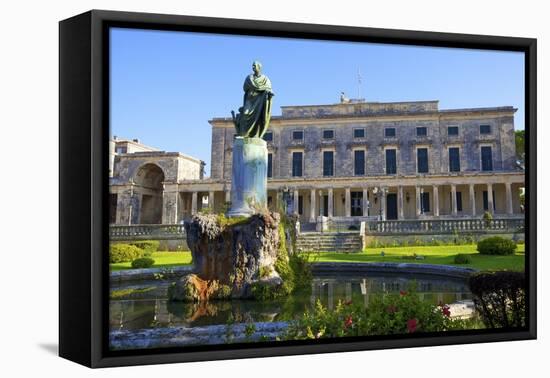 Statue of Frederick Adam in Front of the Palace of St. Michael and St. George, Greek Islands-Neil Farrin-Framed Premier Image Canvas