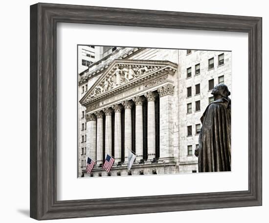 Statue of George Washington, New York Stock Exchange Building, Wall Street, Manhattan, NYC-Philippe Hugonnard-Framed Photographic Print