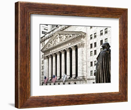 Statue of George Washington, New York Stock Exchange Building, Wall Street, Manhattan, NYC-Philippe Hugonnard-Framed Photographic Print