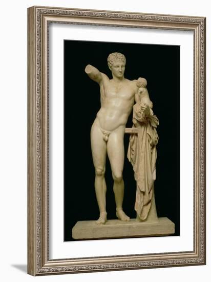 Statue of Hermes and the Infant Dionysus, circa 330 BC (Parian Marble)-Praxiteles-Framed Giclee Print