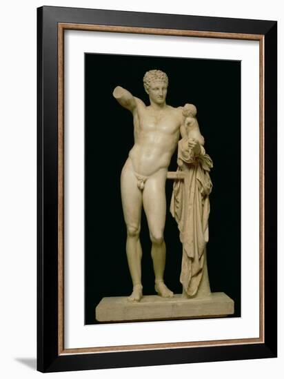 Statue of Hermes and the Infant Dionysus, circa 330 BC (Parian Marble)-Praxiteles-Framed Giclee Print