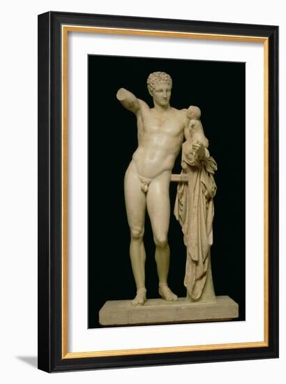 Statue of Hermes and the Infant Dionysus, circa 330 BC (Parian Marble)-Praxiteles-Framed Giclee Print