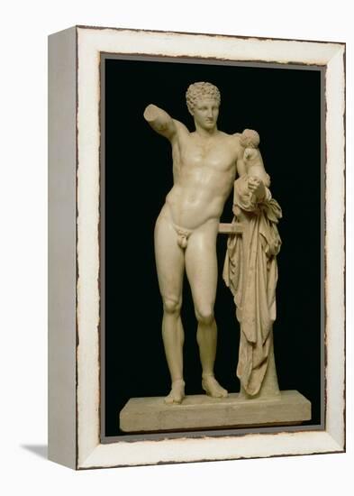 Statue of Hermes and the Infant Dionysus, circa 330 BC (Parian Marble)-Praxiteles-Framed Premier Image Canvas