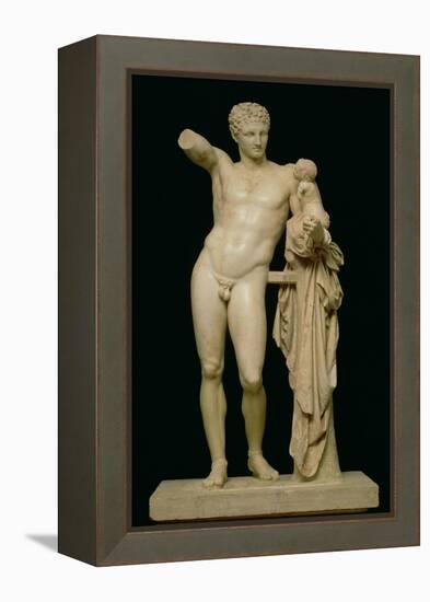 Statue of Hermes and the Infant Dionysus, circa 330 BC (Parian Marble)-Praxiteles-Framed Premier Image Canvas