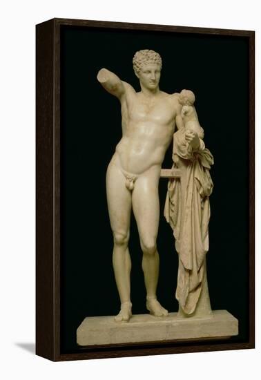 Statue of Hermes and the Infant Dionysus, circa 330 BC (Parian Marble)-Praxiteles-Framed Premier Image Canvas