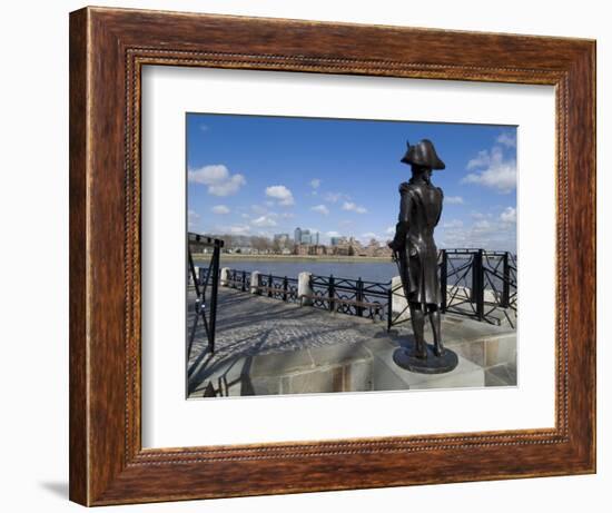 Statue of Horatio Nelson Overlooking the Thames and Canary Wharf, Greenwich, London, England-Ethel Davies-Framed Photographic Print