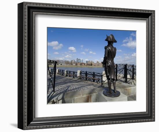 Statue of Horatio Nelson Overlooking the Thames and Canary Wharf, Greenwich, London, England-Ethel Davies-Framed Photographic Print