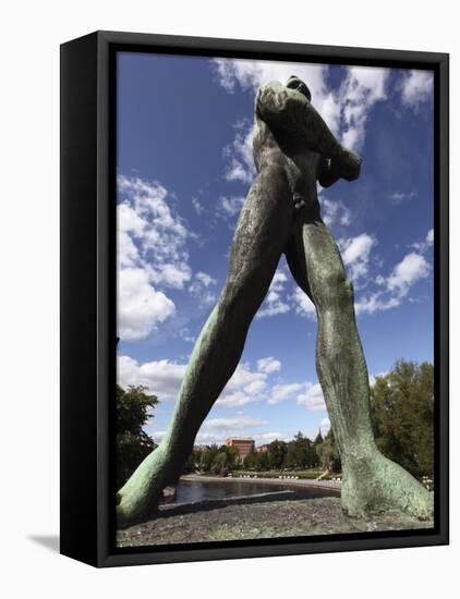 Statue of Hunter, Hameensilta Bridge, Tampere City, Pirkanmaa, Finland, Scandinavia, Europe-Dallas & John Heaton-Framed Premier Image Canvas