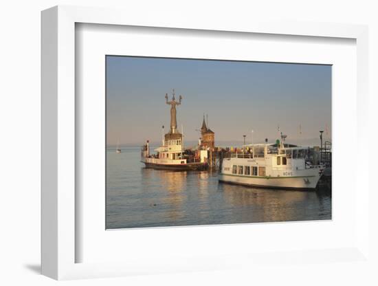 Statue of Imperia by Peter Lenk at the Seaport, Restaurant on a Ship, Konstanz-Markus Lange-Framed Photographic Print