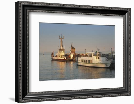 Statue of Imperia by Peter Lenk at the Seaport, Restaurant on a Ship, Konstanz-Markus Lange-Framed Photographic Print