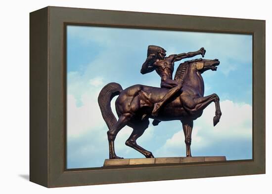 Statue of Indian on Horse, Grant Park, Chicago, Illinois-null-Framed Premier Image Canvas