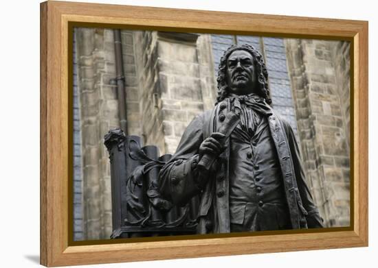 Statue of J. S. Bach, Courtyard of St. Thomas Church, Leipzig, Germany-Dave Bartruff-Framed Premier Image Canvas