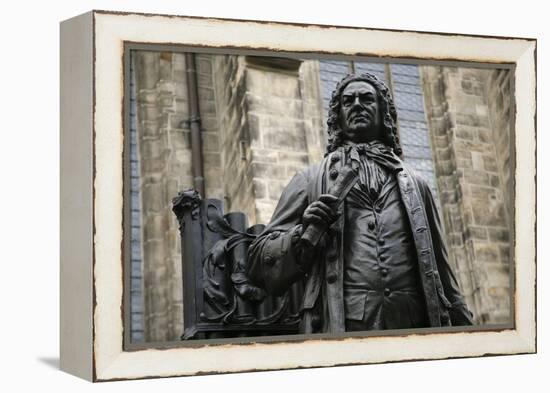 Statue of J. S. Bach, Courtyard of St. Thomas Church, Leipzig, Germany-Dave Bartruff-Framed Premier Image Canvas