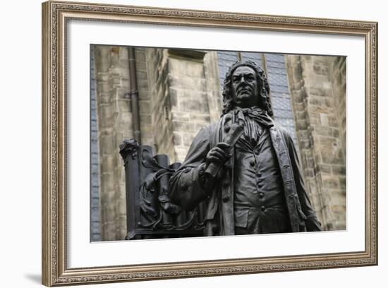 Statue of J. S. Bach, Courtyard of St. Thomas Church, Leipzig, Germany-Dave Bartruff-Framed Photographic Print