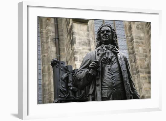 Statue of J. S. Bach, Courtyard of St. Thomas Church, Leipzig, Germany-Dave Bartruff-Framed Photographic Print