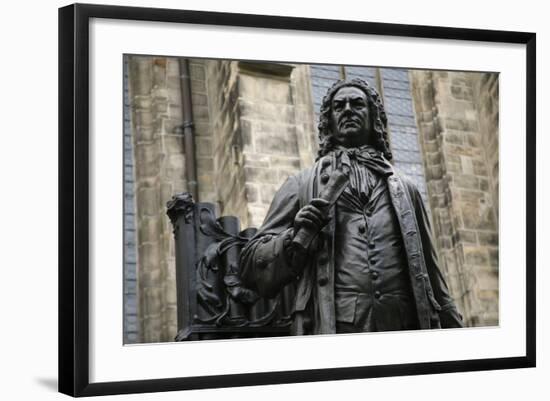 Statue of J. S. Bach, Courtyard of St. Thomas Church, Leipzig, Germany-Dave Bartruff-Framed Photographic Print