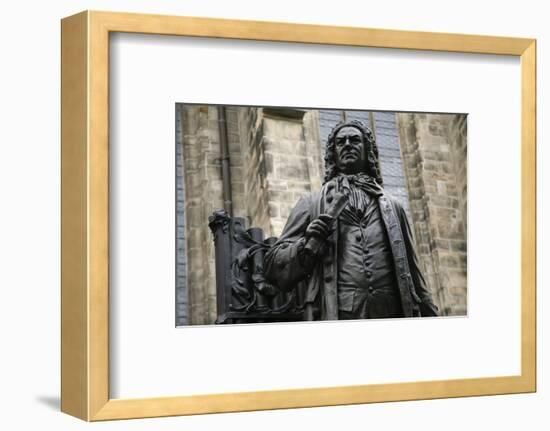 Statue of J. S. Bach, Courtyard of St. Thomas Church, Leipzig, Germany-Dave Bartruff-Framed Photographic Print