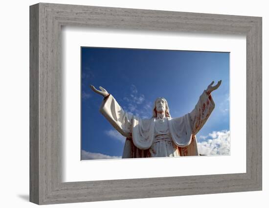 Statue of Jesus Christ with open arms in Delaj, Montenegro, Europe-Godong-Framed Photographic Print