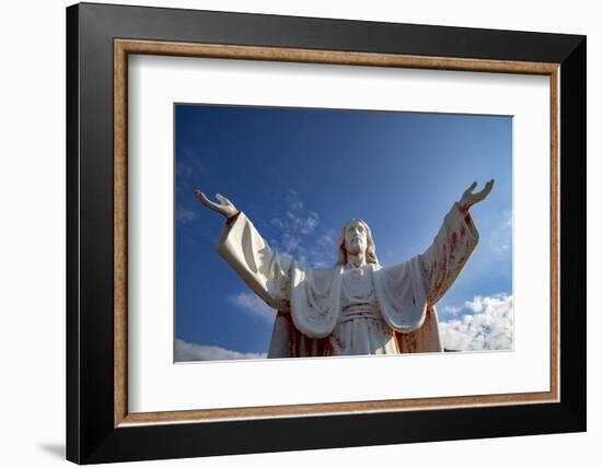 Statue of Jesus Christ with open arms in Delaj, Montenegro, Europe-Godong-Framed Photographic Print