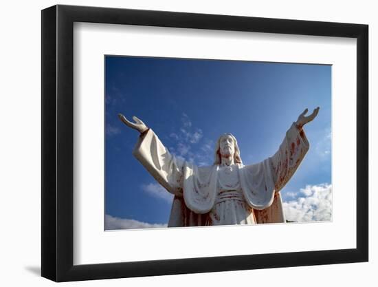 Statue of Jesus Christ with open arms in Delaj, Montenegro, Europe-Godong-Framed Photographic Print