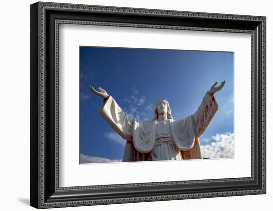 Statue of Jesus Christ with open arms in Delaj, Montenegro, Europe-Godong-Framed Photographic Print